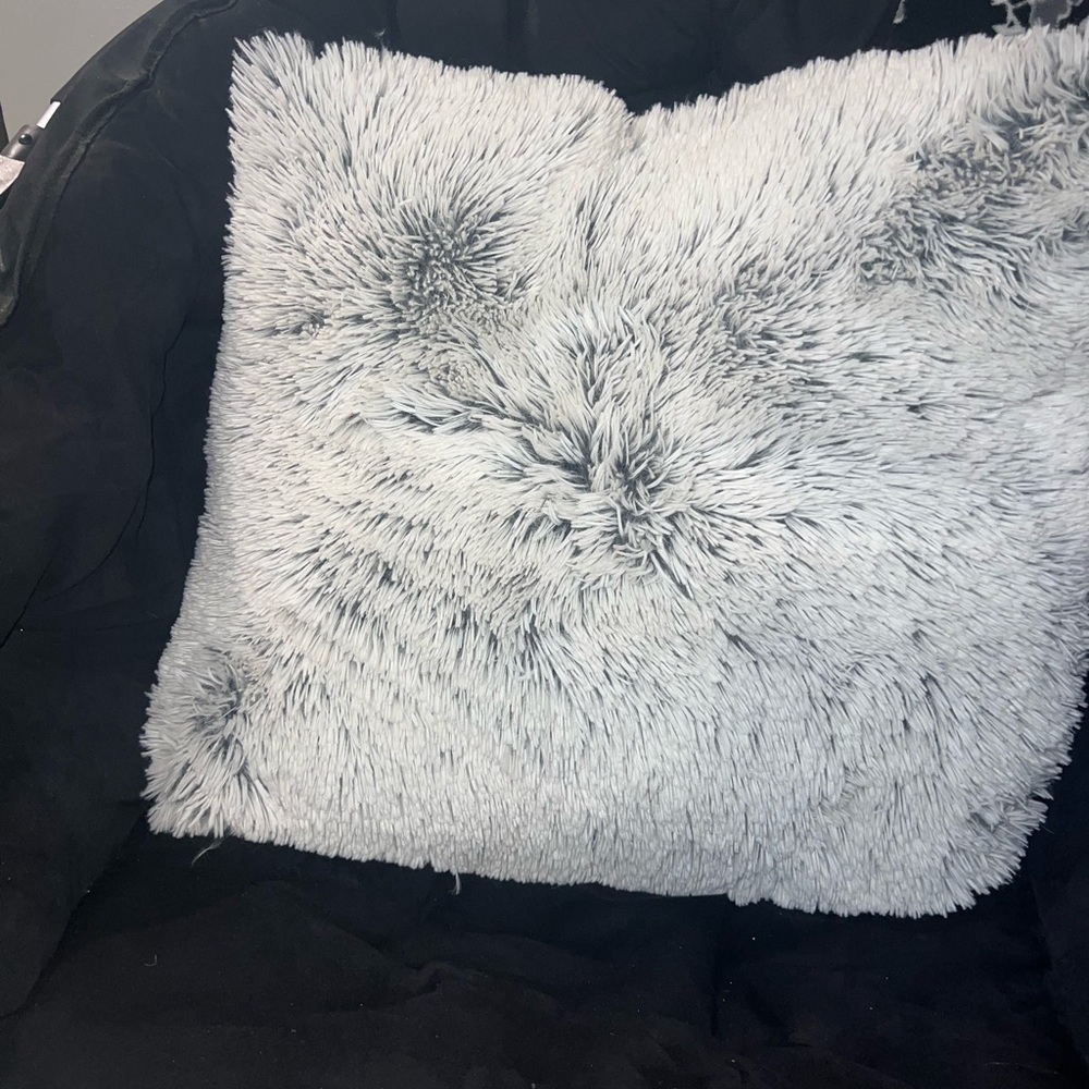 Grey Faux Fur Oversized Pillow
